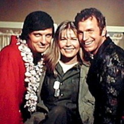 Color CBS promotional image for MASH featuring Alan Alda, Loretta Swit, and Wayne Rogers