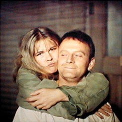 Color CBS promotional image for MASH featuring Loretta Swit and Larry Linville