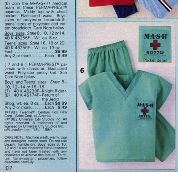 1984 Sears M*A*S*H Pajamas