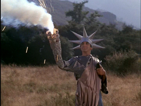 Klinger as the Statue of Liberty