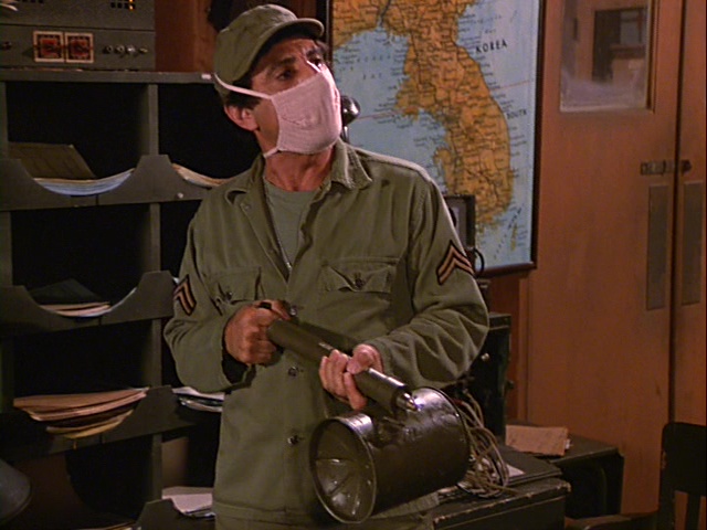 Still from the MASH episode Heal Thyself showing Klinger.