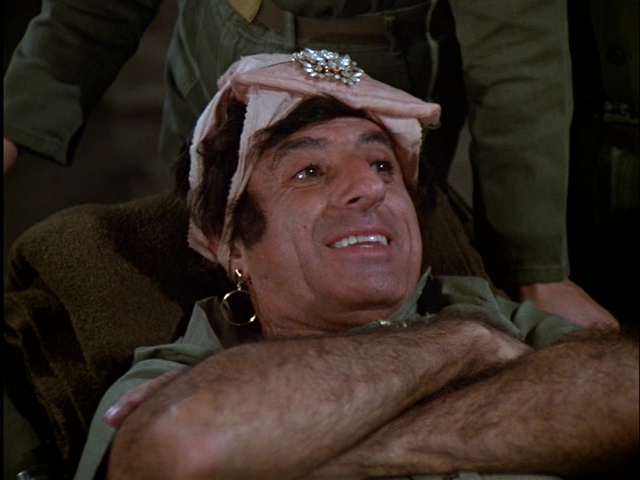 Still from the MASH episode Hot Lips Is Back in Town showing Klinger.