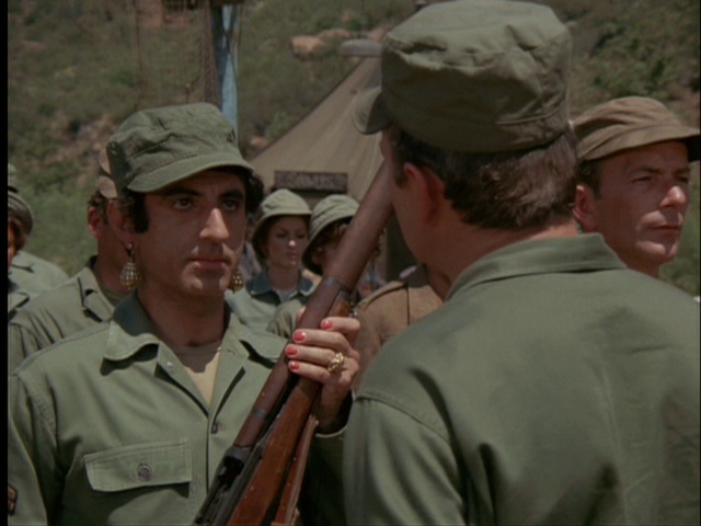Still from the MASH episode Officer of the Day showing Klinger.