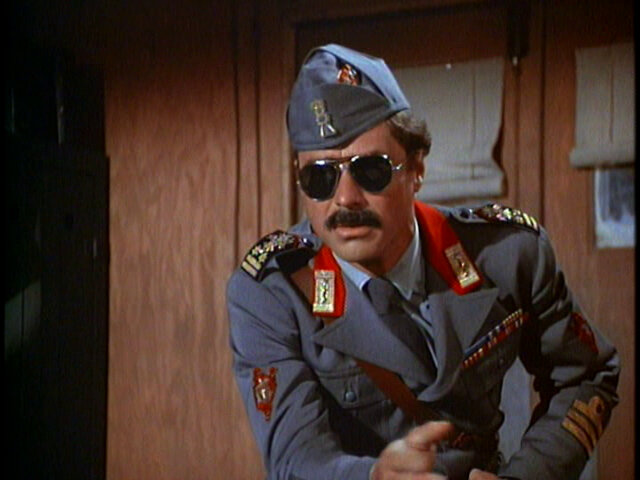 Still from the MASH episode The Abduction of Margaret Houlihan showing Colonel Flagg.